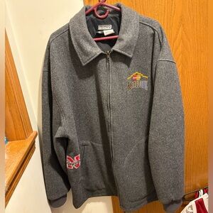 Y2K 2005 Alamo Bowl Wool Bomber Jacket Adult 3XL Gray Nebraska Huskers